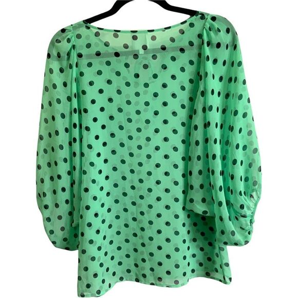 ANTHROPOLOGIE Hi There From Karen Walker Polka Dot Sheer Batwing Blouse Sz 2 - Picture 4 of 10